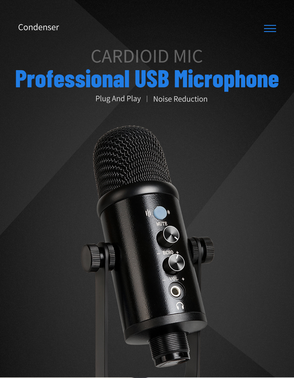 Professional USB Microphone Desktop Mic YR13