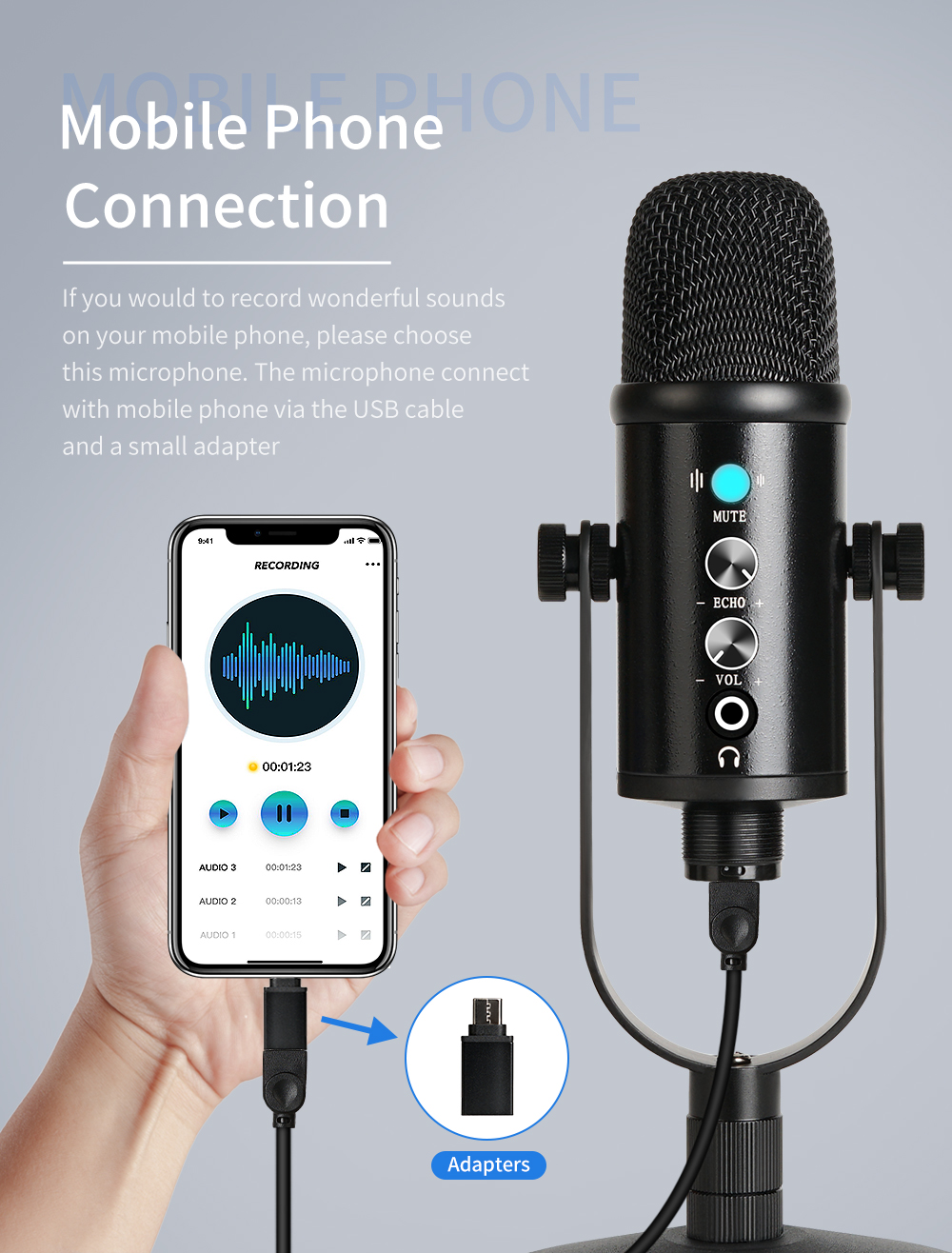 Professional USB Microphone Desktop Mic YR13