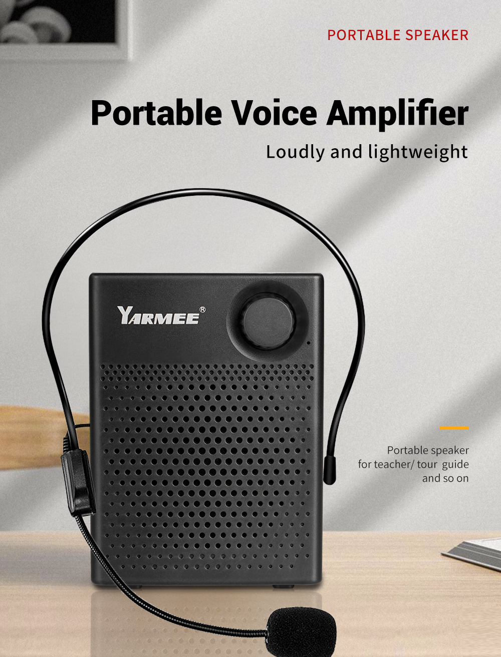 Portable amplifier with headset microphone