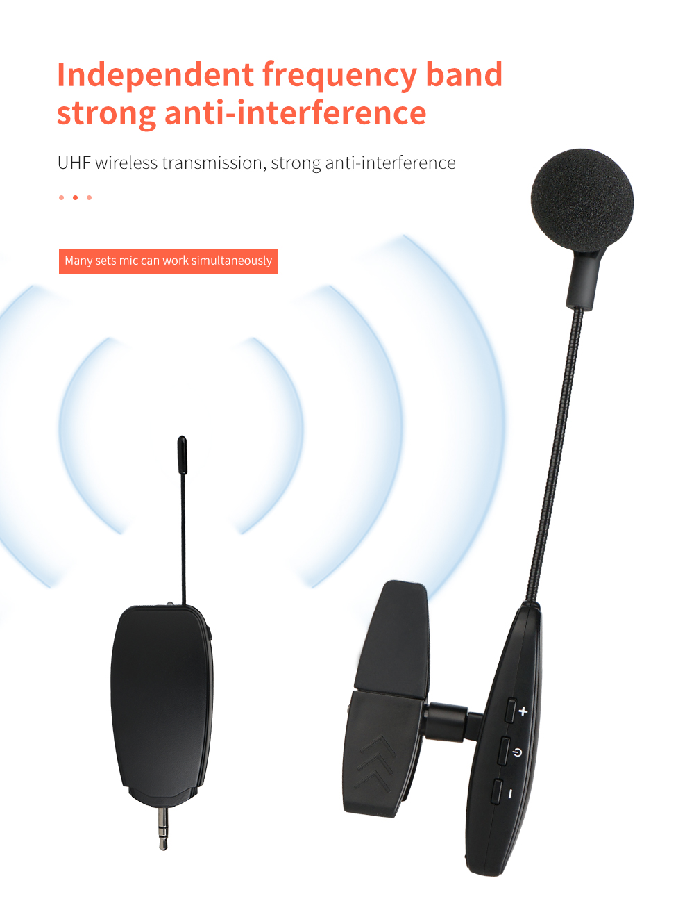 Wireless Microphone System Clip on Musical Instruments