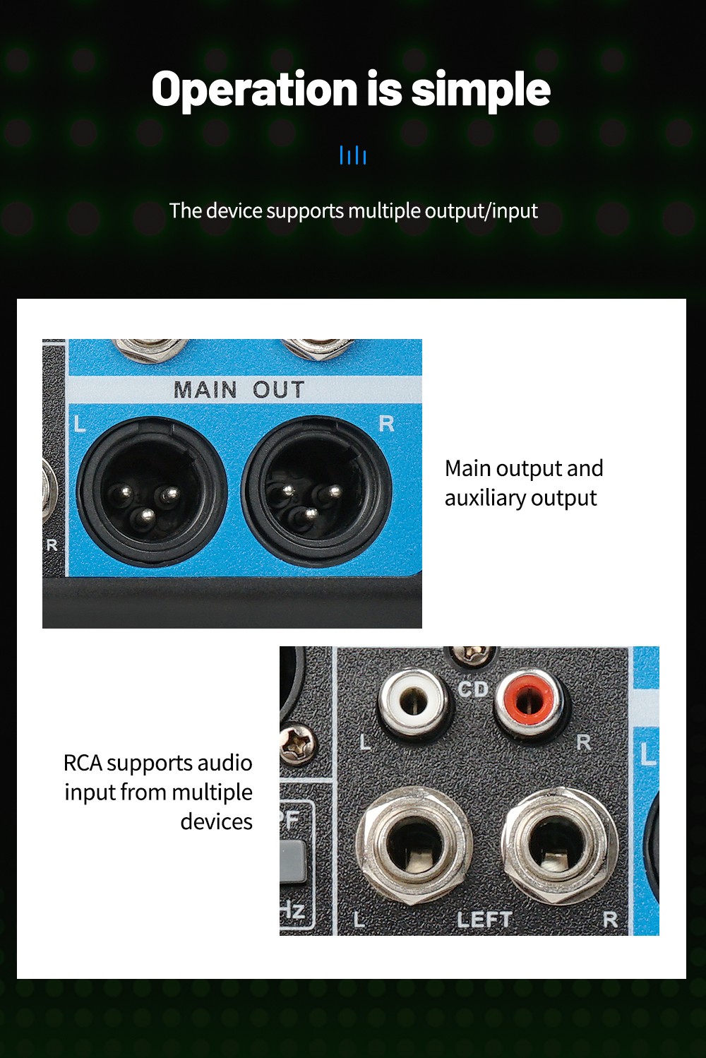 5 channels Audio mixer for studio computer recording