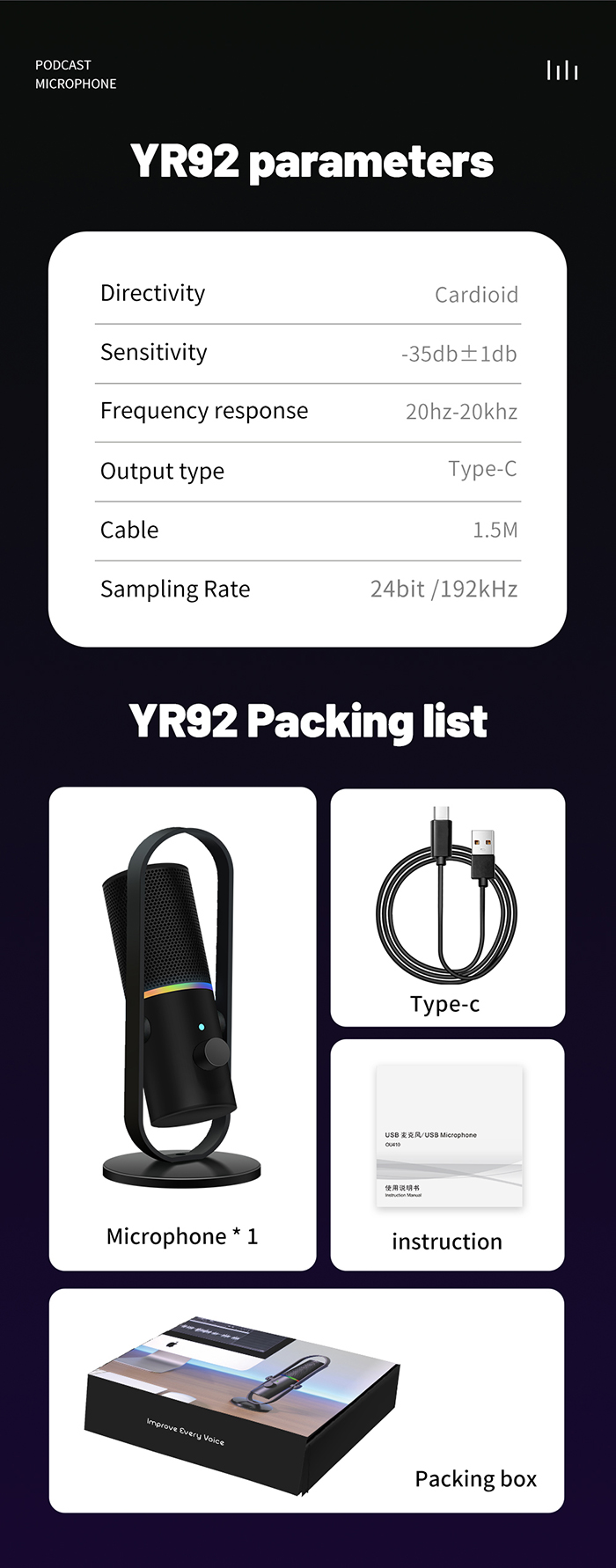 USB Gaming Microphone Desktop Computer Mic YR92