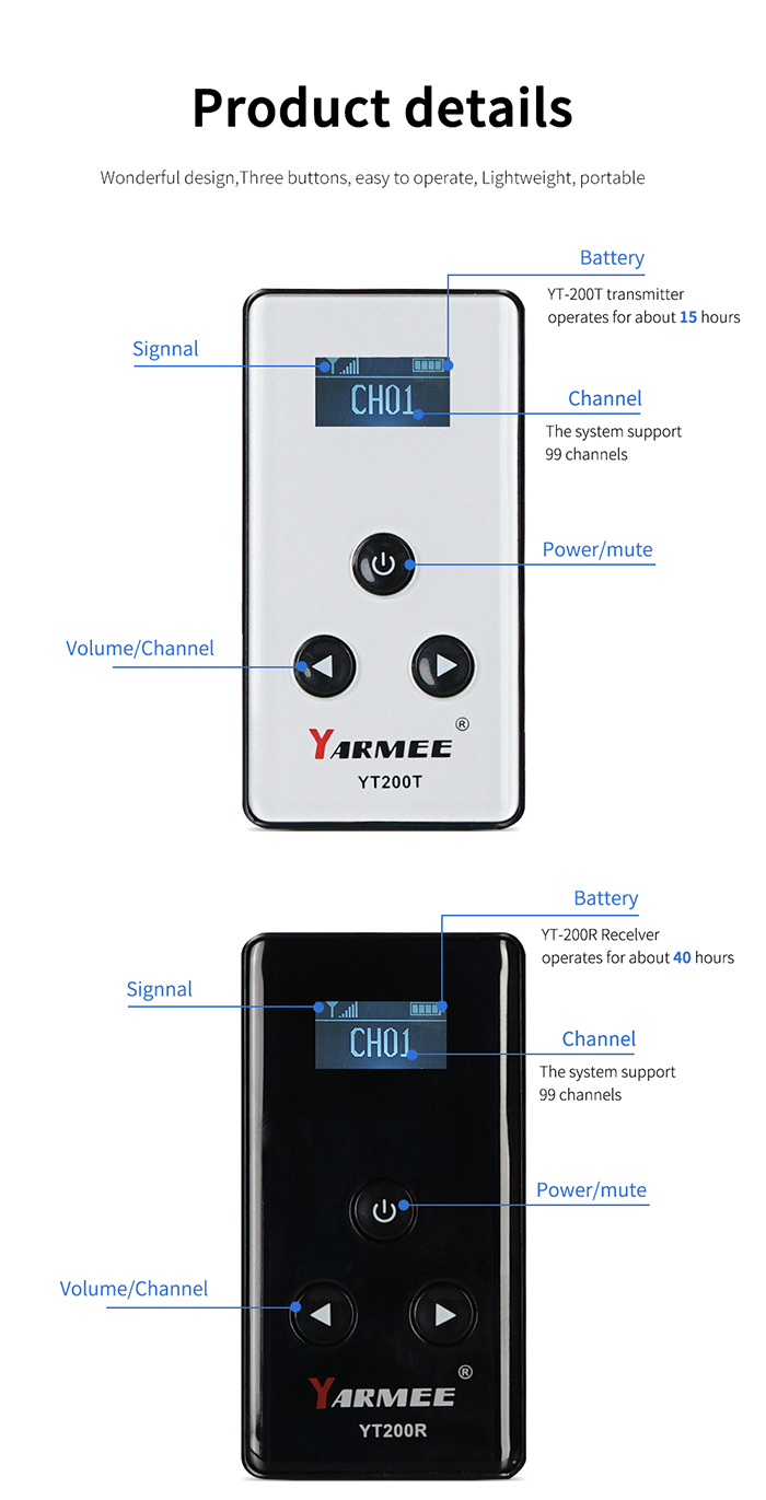 yt200 tour guide system for travel church teaching translation