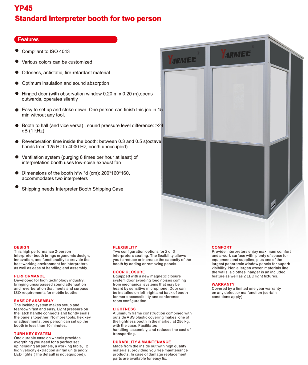YP45 YARMEE interpreter booth for interpreter