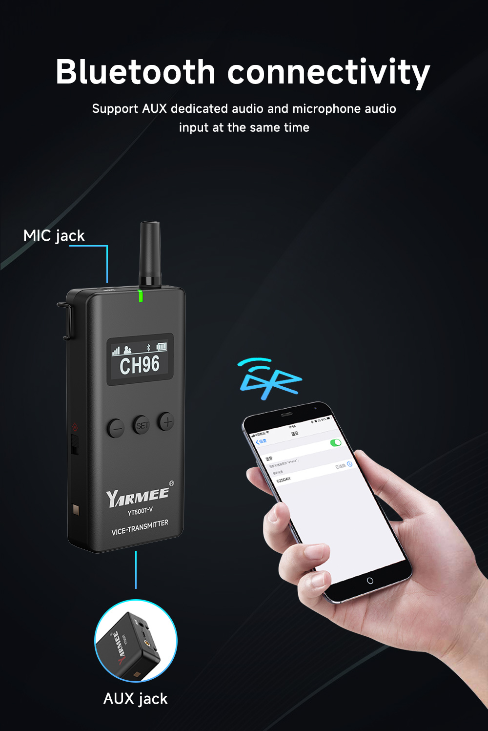 YARMEE New Tour Guide System Earhook Receiver 2.4G